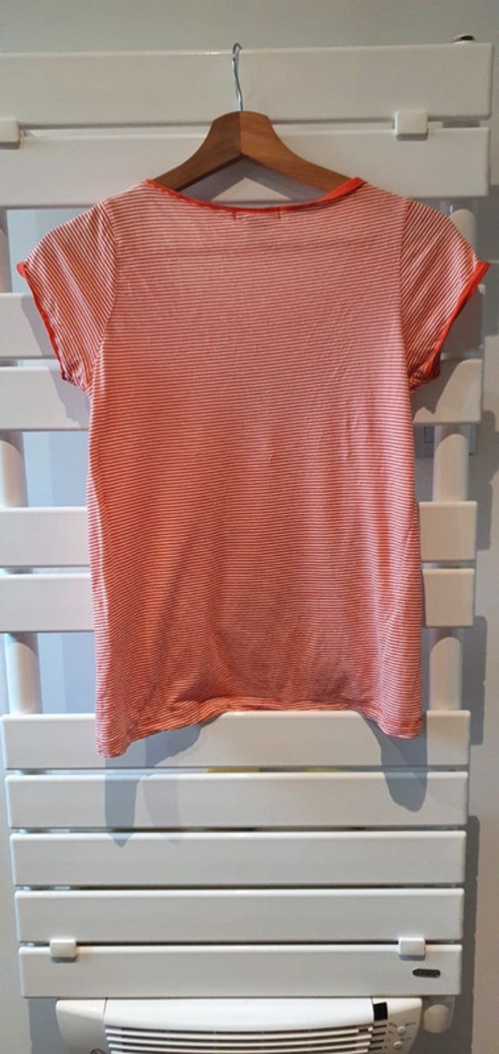 Tee Shirt Rayé Orange & Blanc - photo numéro 2