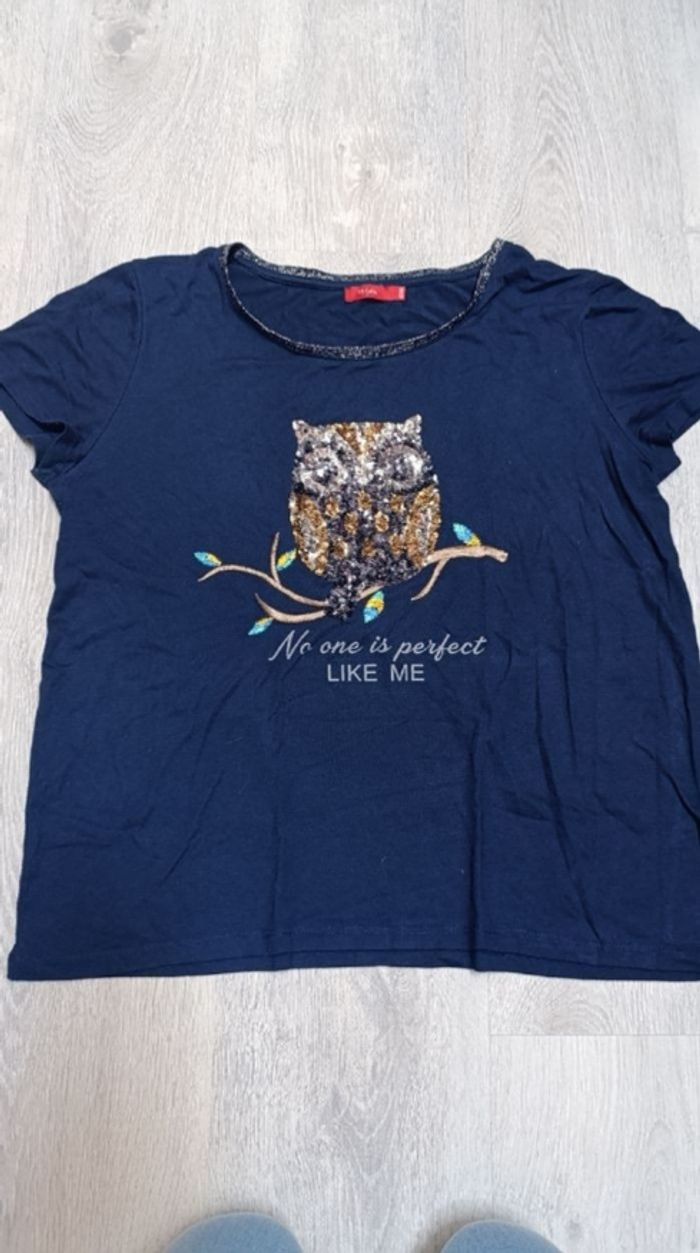 T shirt femme bleu marine hibou Taille 42