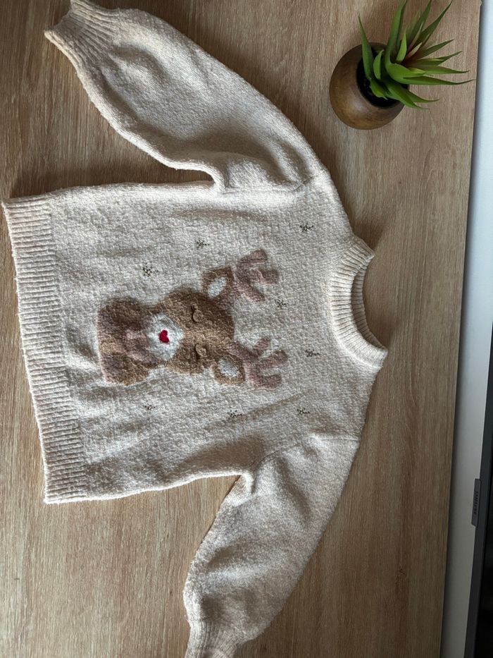 Pull chaud beige imprimé renne 2/3 ans fille Zara - photo numéro 4