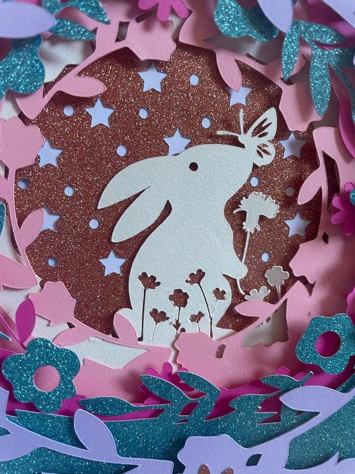 Cadre 3D Lapin floral