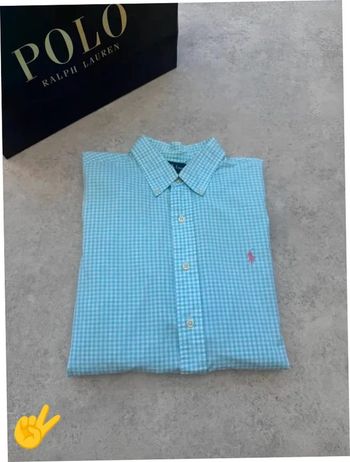 Chemise Ralph Lauren manche longue Taille L bleu vert Homme Men CHE10