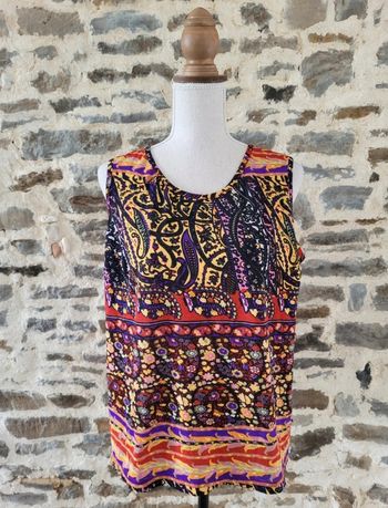 Blouse sans manches multicolore violet rouge jaune La Redoute Taille 42