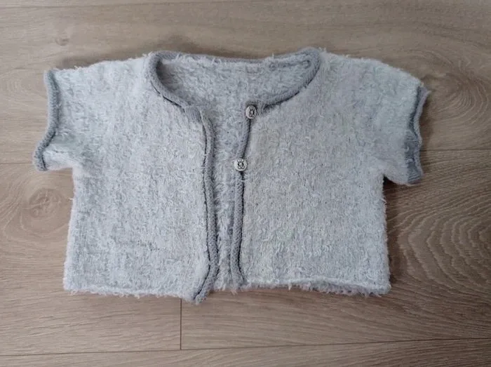 Gilet court tricoté laine fille