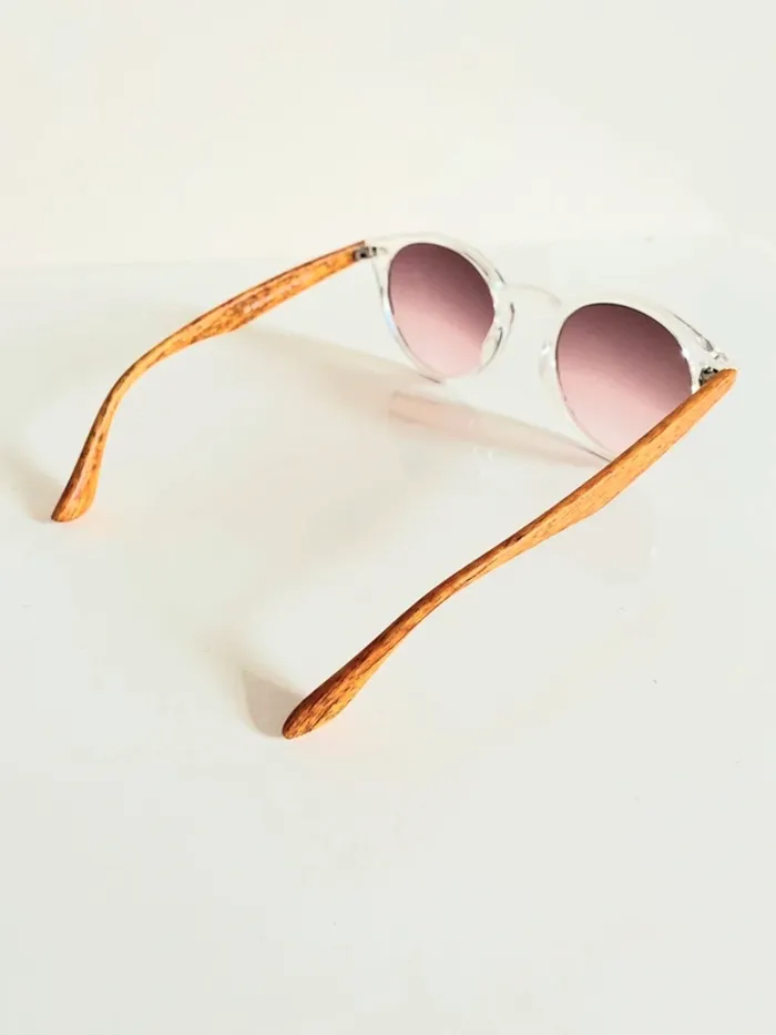 Lunette de soleil mixte transparente verres dégradés bras effet bois UV protection catégorie 2 - photo numéro 6