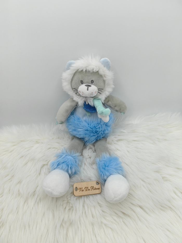 Doudou pantin Lion Artik'Cool bleu et blanc DC3373 Doudou et Compagnie