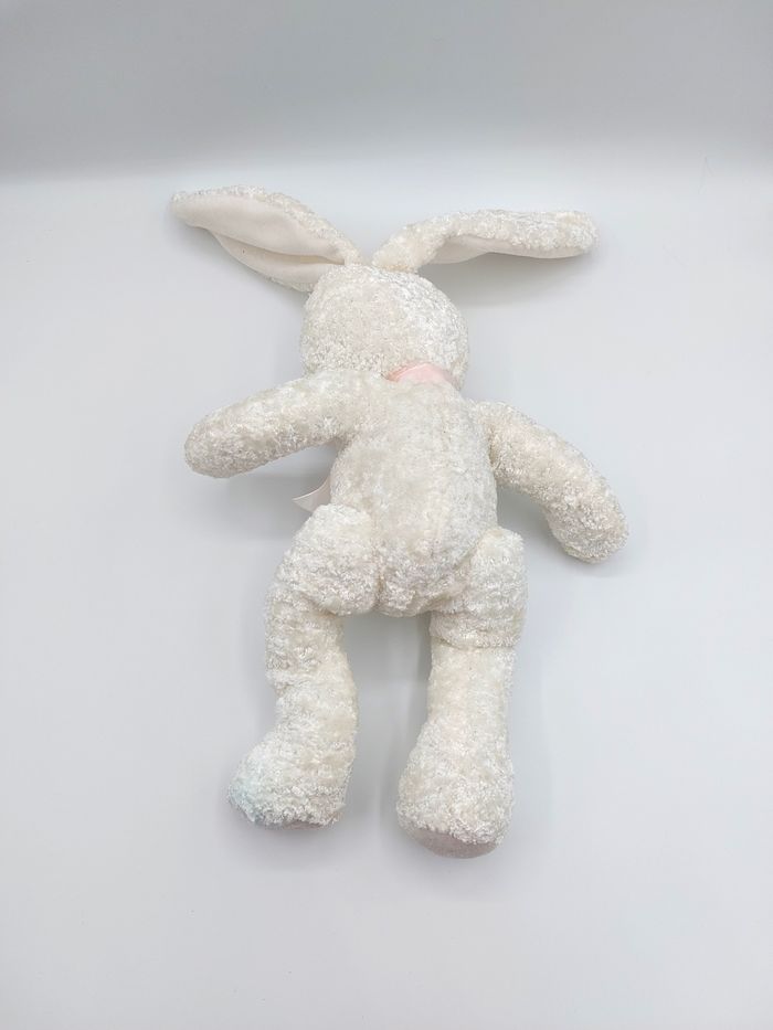 Peluche doudou lapin blanc brillant Jemini nœud rose 28 cm / 42 cm - photo numéro 3