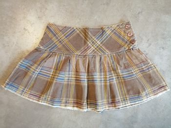 Jupe courte marron clair et bleu Taille 38 Lulu Castagnette