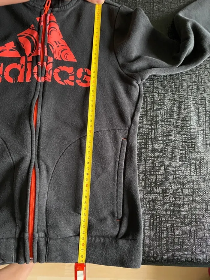 Veste Adidas fille noire logo corail État neuf Molleton doux & capuche - photo numéro 5