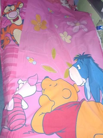 Parure housse de couette rose winnie l'ourson + 1 taie d'oreiller
