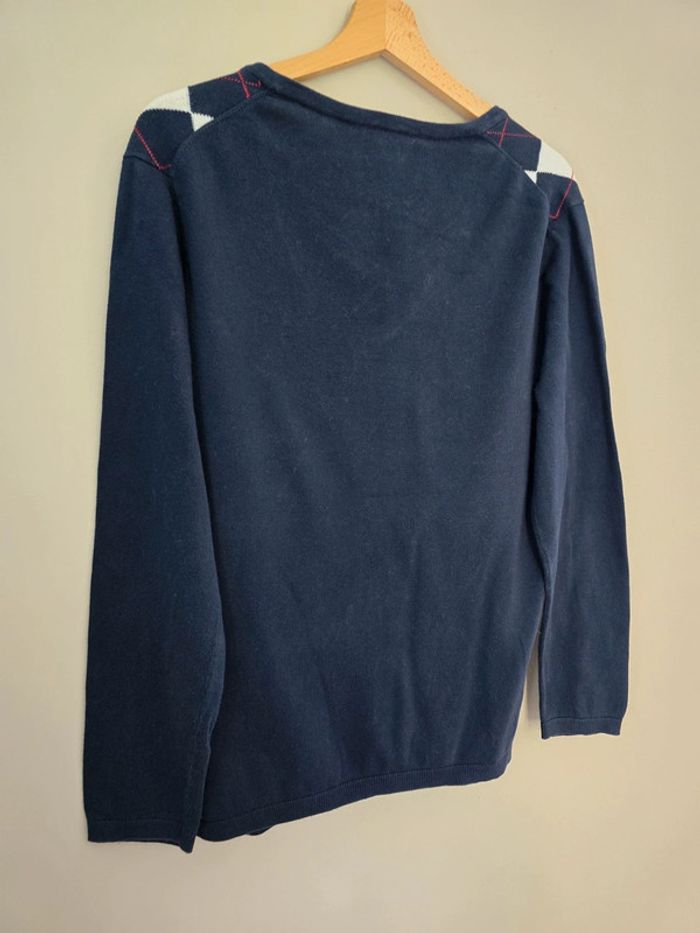 pull tommy hilfiger femme xl col v argyle preppy vintage marine blanc - photo numéro 7
