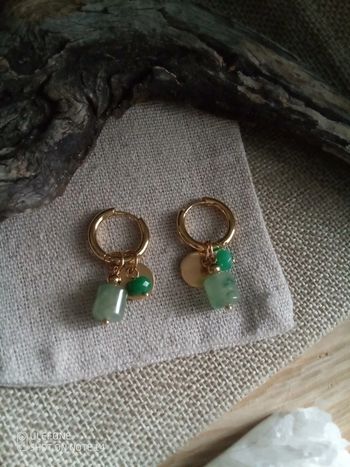 Boucles d'oreilles bohèmes pierres naturelles d'aventurine 💚.