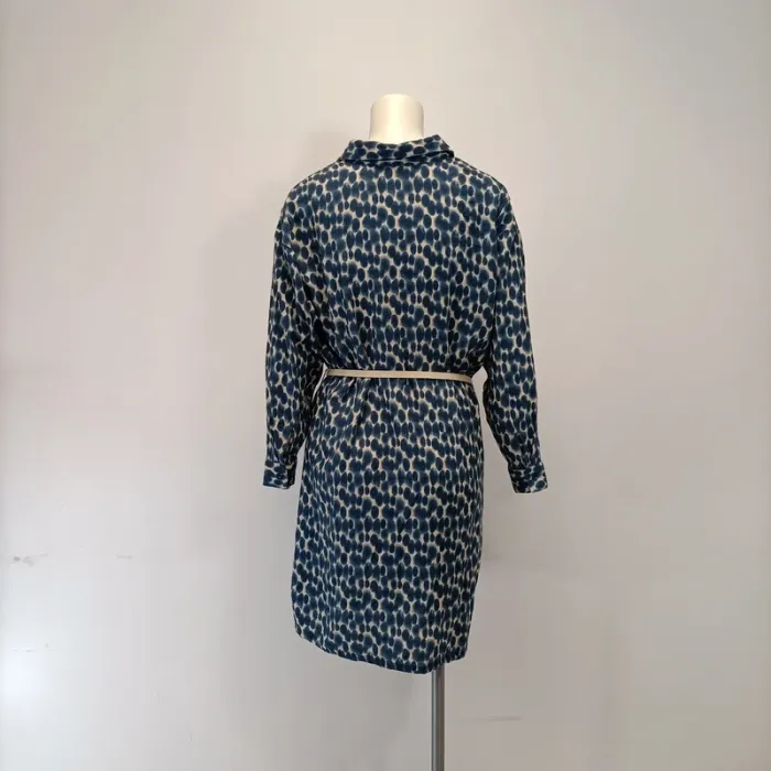 Robe Tie and Dy - S tex - bleu et blanche - robe boutonnée chemise - ceintrée à la taille A291 - photo numéro 5