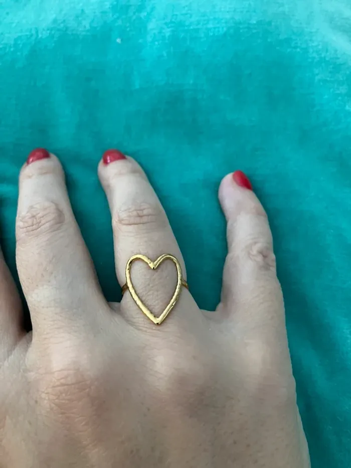 Bague cœur dorée ajustable neuf sous blister - photo numéro 3