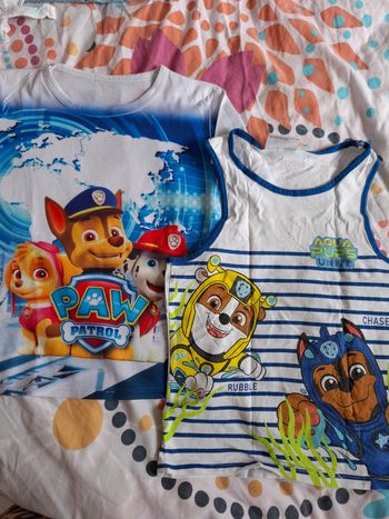 Lot de 2 T-shirt pat patrouille tbe 6 ans