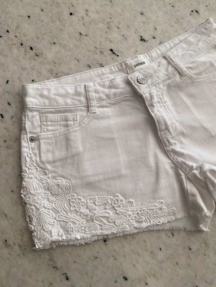 Short en jean blanc dentelle Pimkie 34