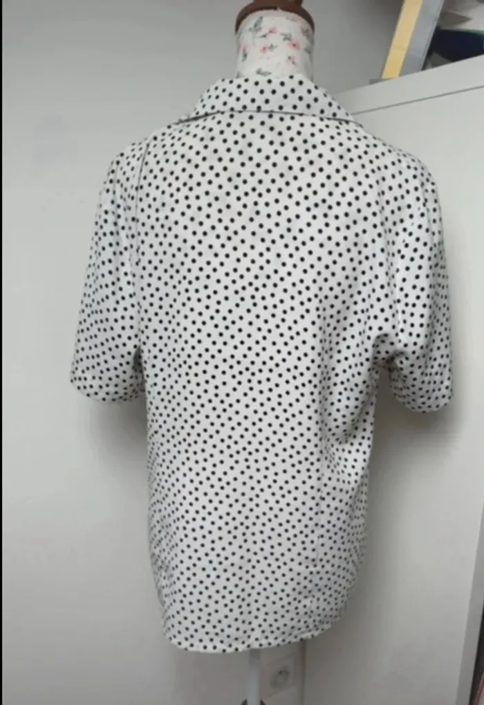 Chemisier blanc à pois Weinberg vintage taille L 40 - photo numéro 7