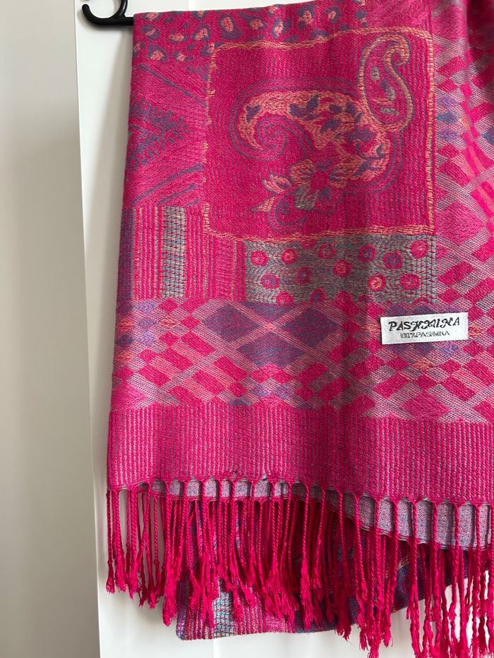 Voile / Écharpe rose à motifs Neuf Pashmina - photo numéro 2