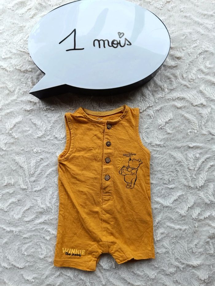 Barboteuse combinaison combi short Garçon 1 mois Winnie l'ourson Disney Baby 100% coton