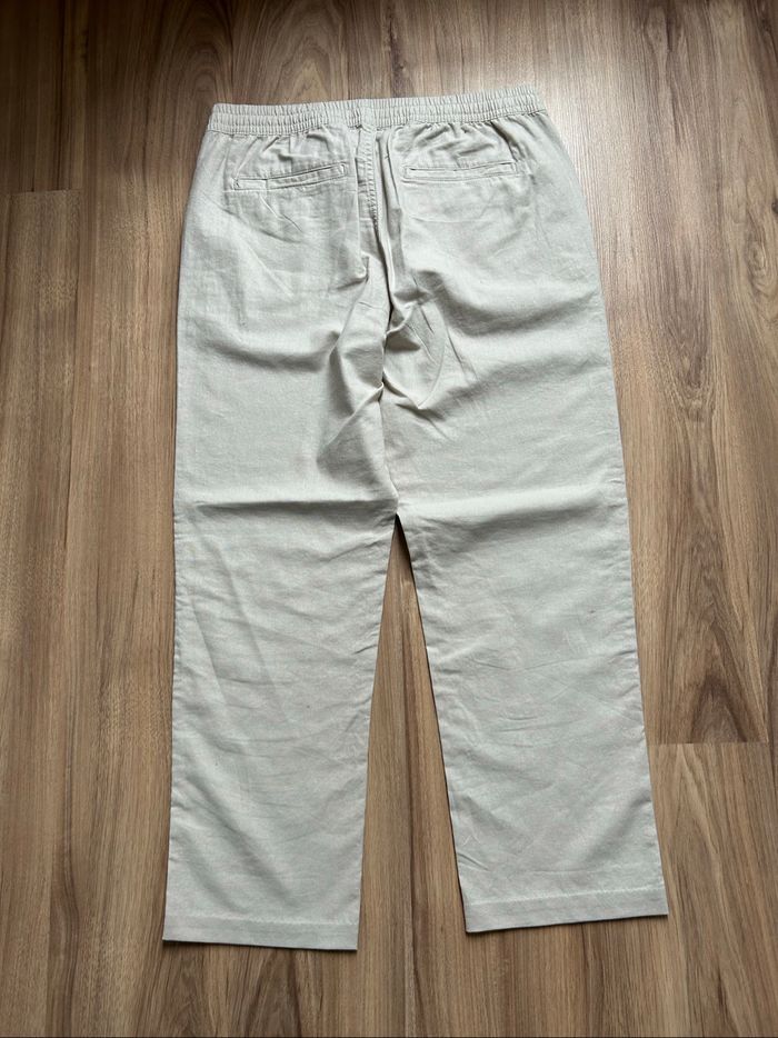 Pantalon/ Chinos beige uni Straight Fit en lin Homme Denim Co Taille M - photo numéro 7