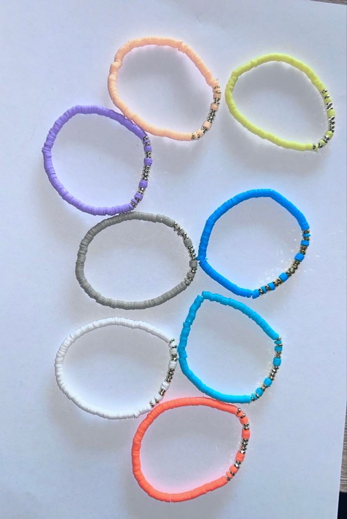 Lot de 8 bracelets en perles avec perles doré - élastique - neuf - photo numéro 5