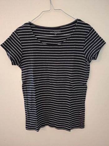 T-shirt manches courtes rayé in extenso marine et blanc XS