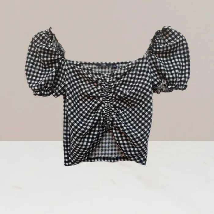 Superbe top court a carreaux noir & blanc - Kiabi - taille S