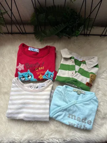 Lot de 4 t-shirt manches longues - garçon 3 mois