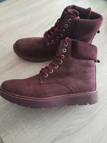 Bottines suédine prune/Bordeaux