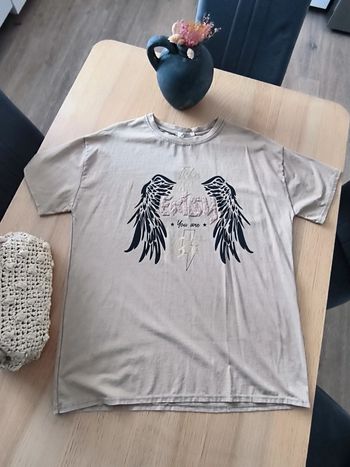 Magnifique tee-shirt loose long beige