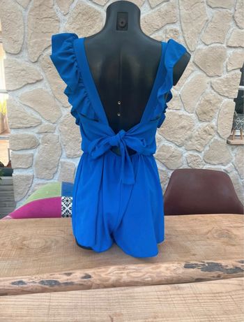 Combishort femme été dos nu bleu électrique S M 36 38 les Flowers made in italy