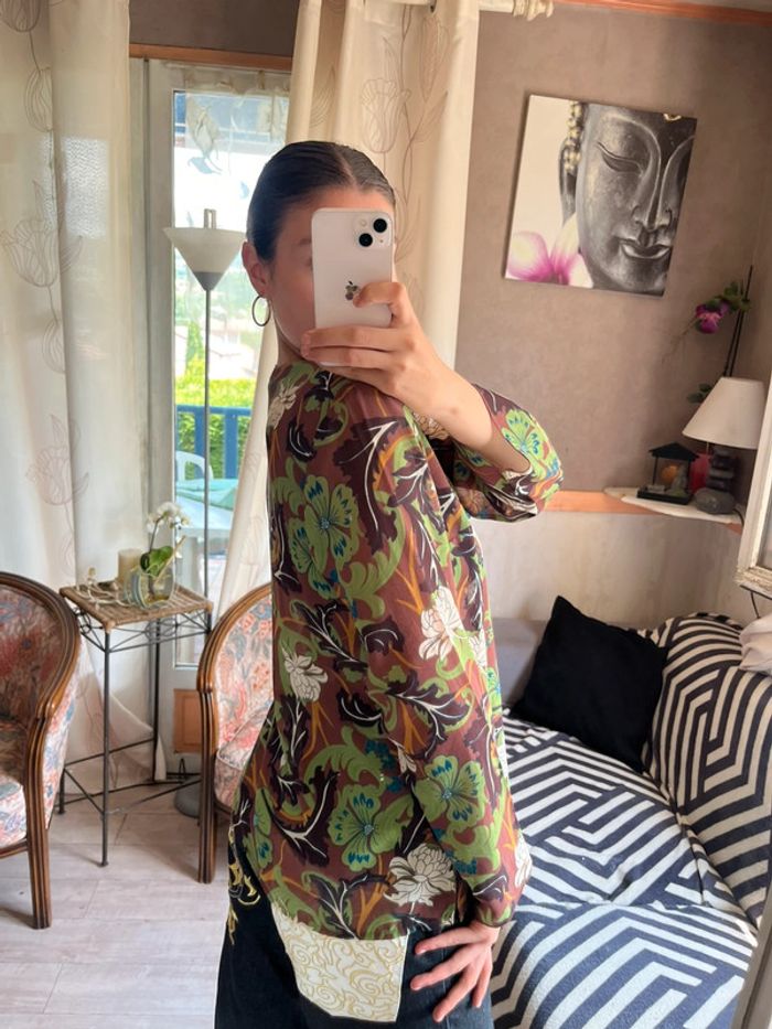 Blouse ethnique vintage oversize fleurie exotique siren office - photo numéro 3