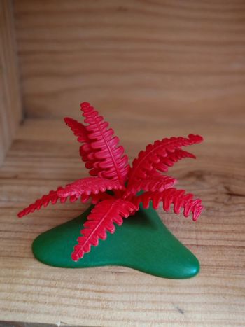 Playmobil végétation fougère rouge 3 feuilles abimees