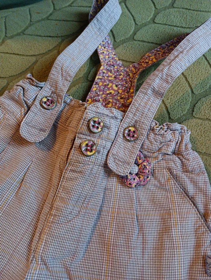 Salopette short à carreaux avec la chemise - photo numéro 4