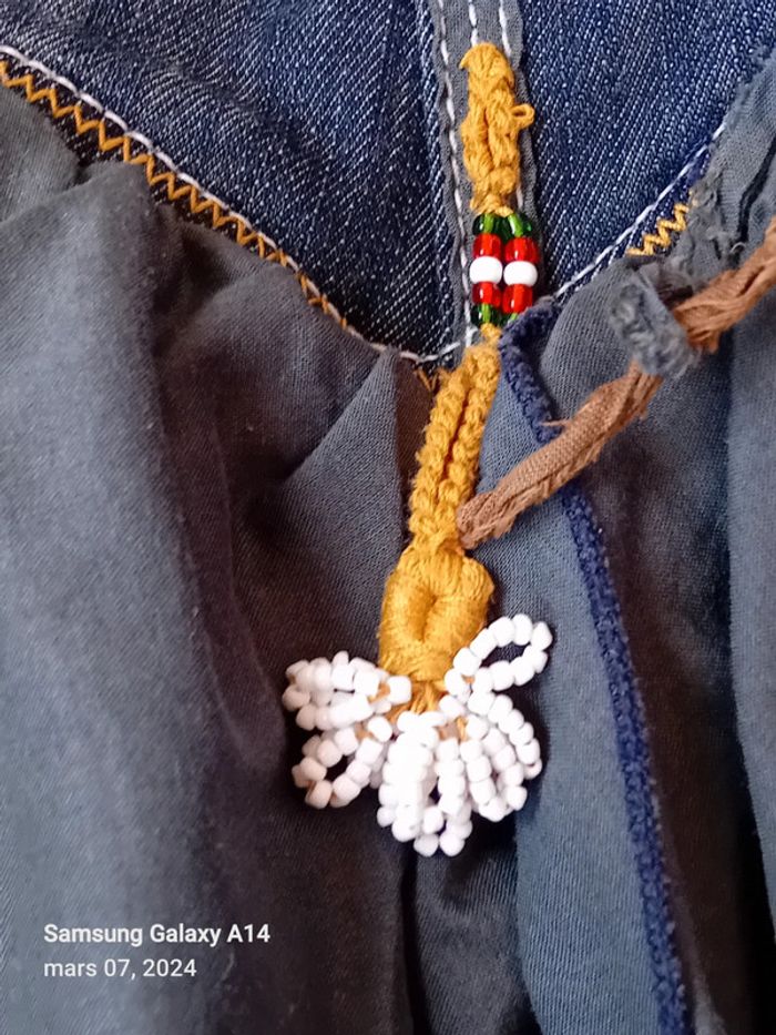 Jupe bimatiere à volants bleu fille 10 ans Eliane et Lena - photo numéro 9