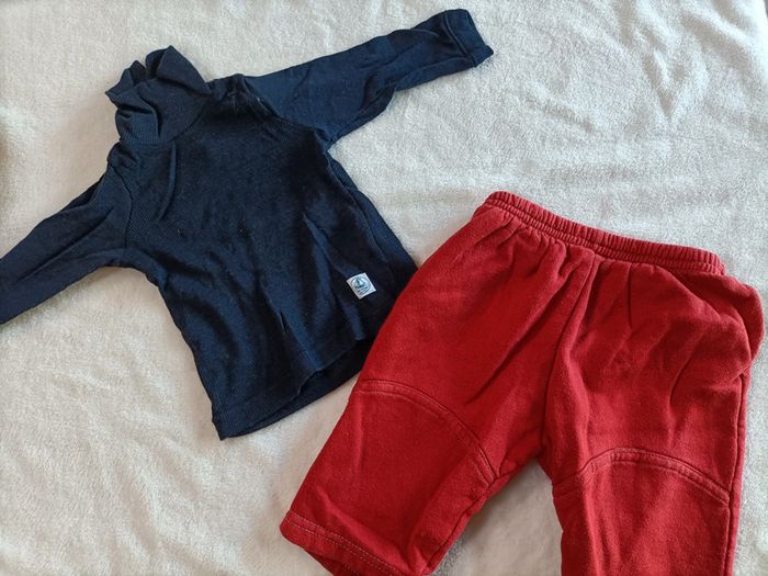 Ensemble col roulé+ pantalon 6 mois - Petit bateau