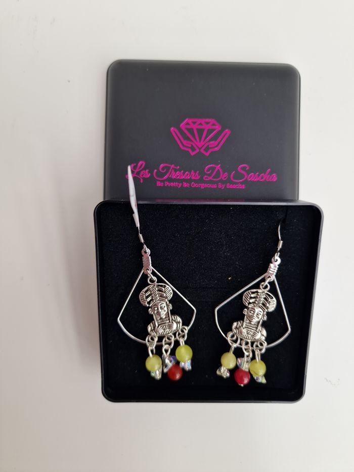 Boucle D'oreilles Acier Maya Perles Agate Cristal - photo numéro 10