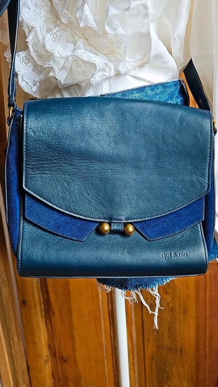 Sac en cuir Nat & Nin marine à bandoulière - photo numéro 2
