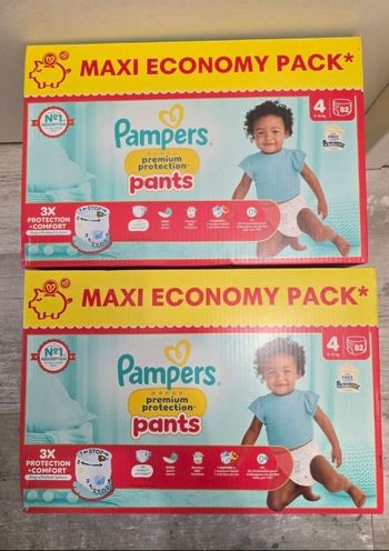 🍼 Pampers Premium Protection Pants T4
Lot de 2 × 82 couches (9–15 kg)