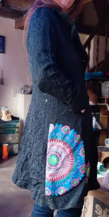 Long manteau noir desigual mandata fluo