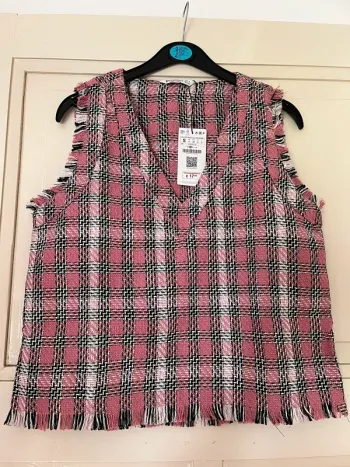 Pull sans manches tweed stradivarius