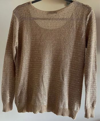 Pull à col rond en fil lurex et paillettes dorées