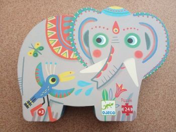 Boîte éléphant Puzzle djeco  24 grandes  pièces dès 3 ans animaux