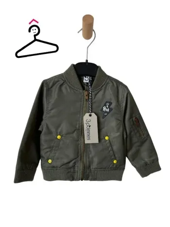 (NEUF) Veste légère de mi-saison kaki - 3 pommes 9-12mois (80cm)