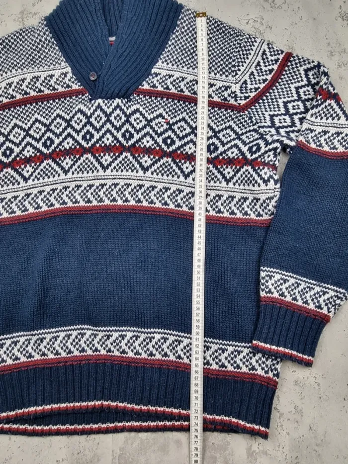Pull col châle à motifs Tommy Hilfiger – Taille XL Homme (mesures en photos) - photo numéro 5