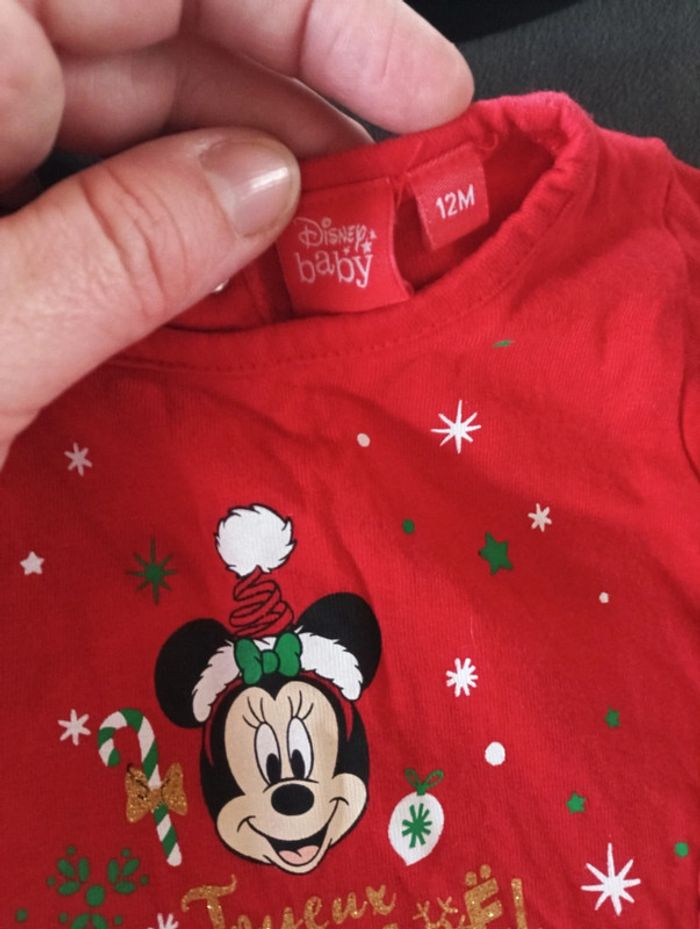 Robe manches longues Noël Fille 12 mois Joyeux Noël Minnie mouse mère Noël Disney Baby - photo numéro 3