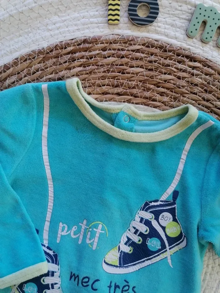 Pyjama une pièce bleu turquoise - Baby by Gémo - 18 mois - photo numéro 3