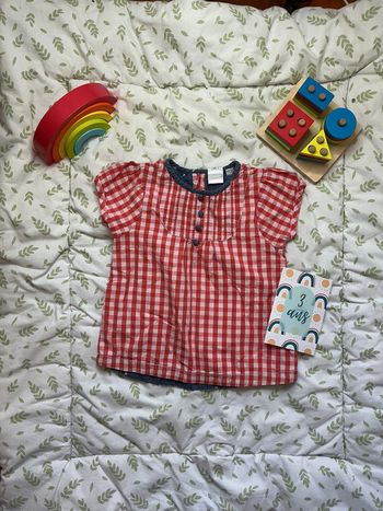 chemise manches courtes à carreaux rouge et blanc cadet rousselle 3 ans