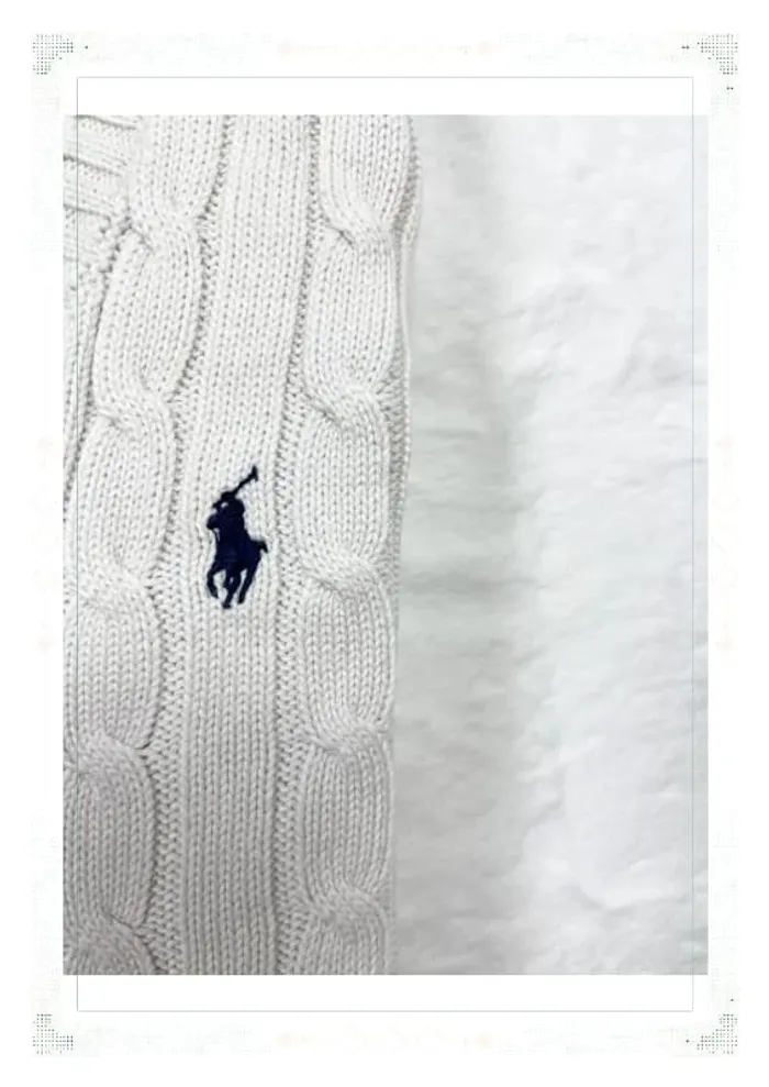 Ralph Lauren pull torsadé blanc femme taille M coton col V - photo numéro 6