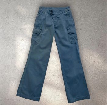 Pantalon bleu en coton jambes larges cargo femme taille 36
