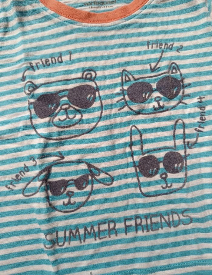 T-shirt rayé turquoise - photo numéro 3